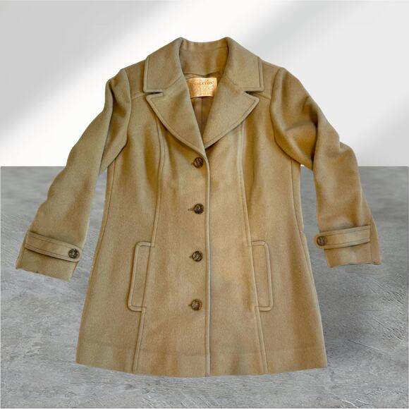 Vintage Pendleton Wool Tan Car Coat/ Overcoat Women's/Uni Pleated Back 4 Button - Picture 1 of 8